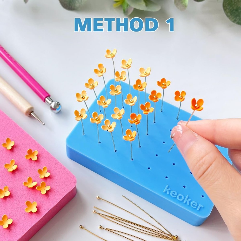 2PCS Silicone Baking Mat for Polymer Clay, Stud Earring Application Board for...