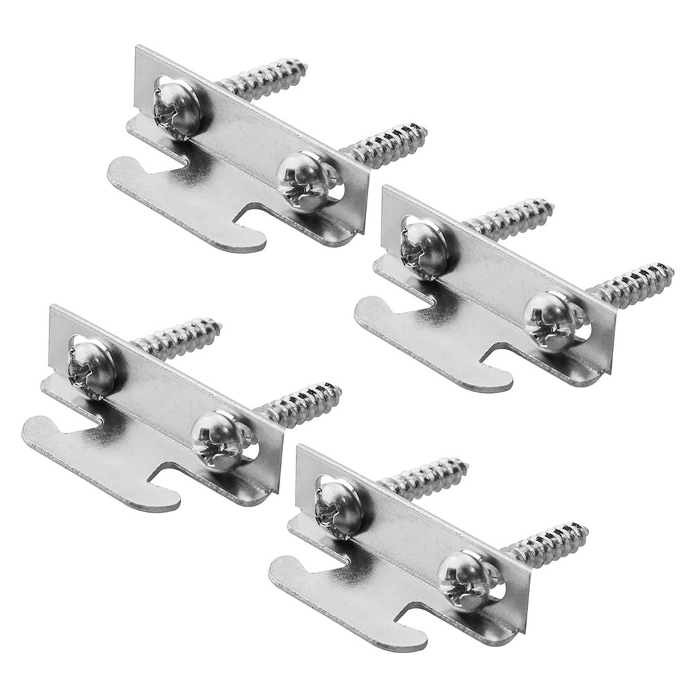 2 Sets Silver Curtain Rod Side Brackets, Ceiling Side Mounting, Hook Hardware