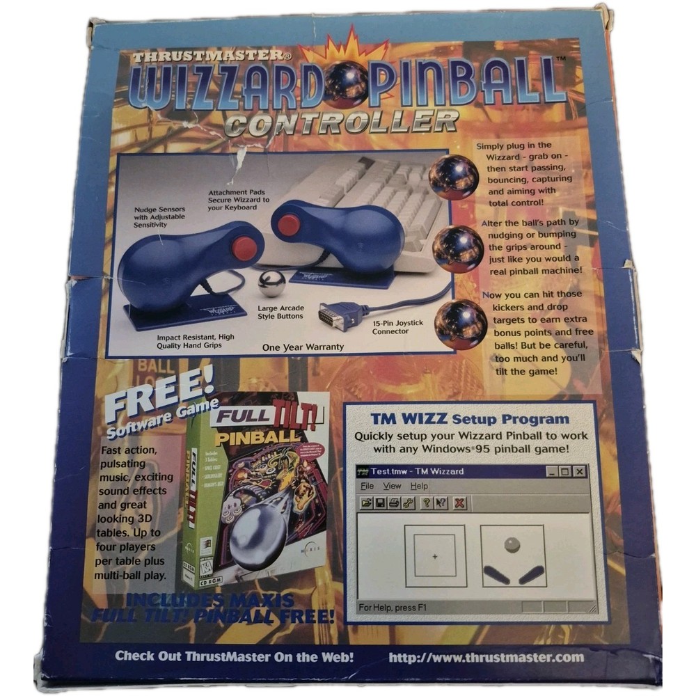 1996 Thrustmaster Wizzard Pinball Controllers PC Game Open Box