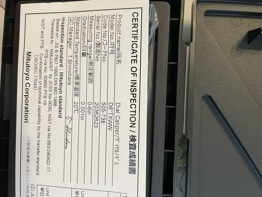 Mitutoyo 505-738 Dial Caliper D”6 TXWW