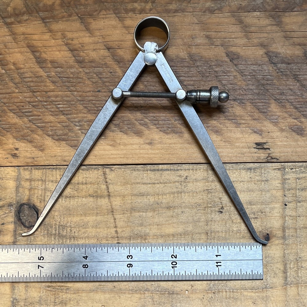 Starrett No. Inside Caliper W/Square Legs, 5" legs - split nut