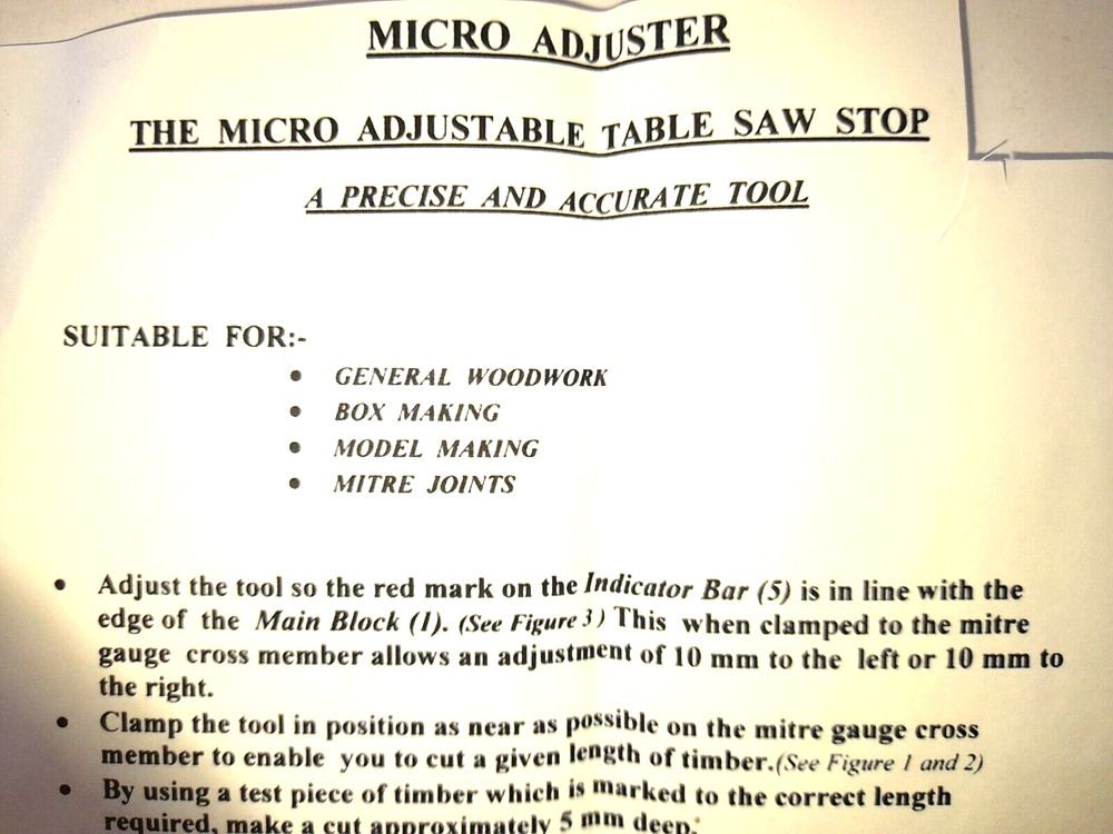 Micro Adjuster - The Micro Adjustable Table Saw Stop