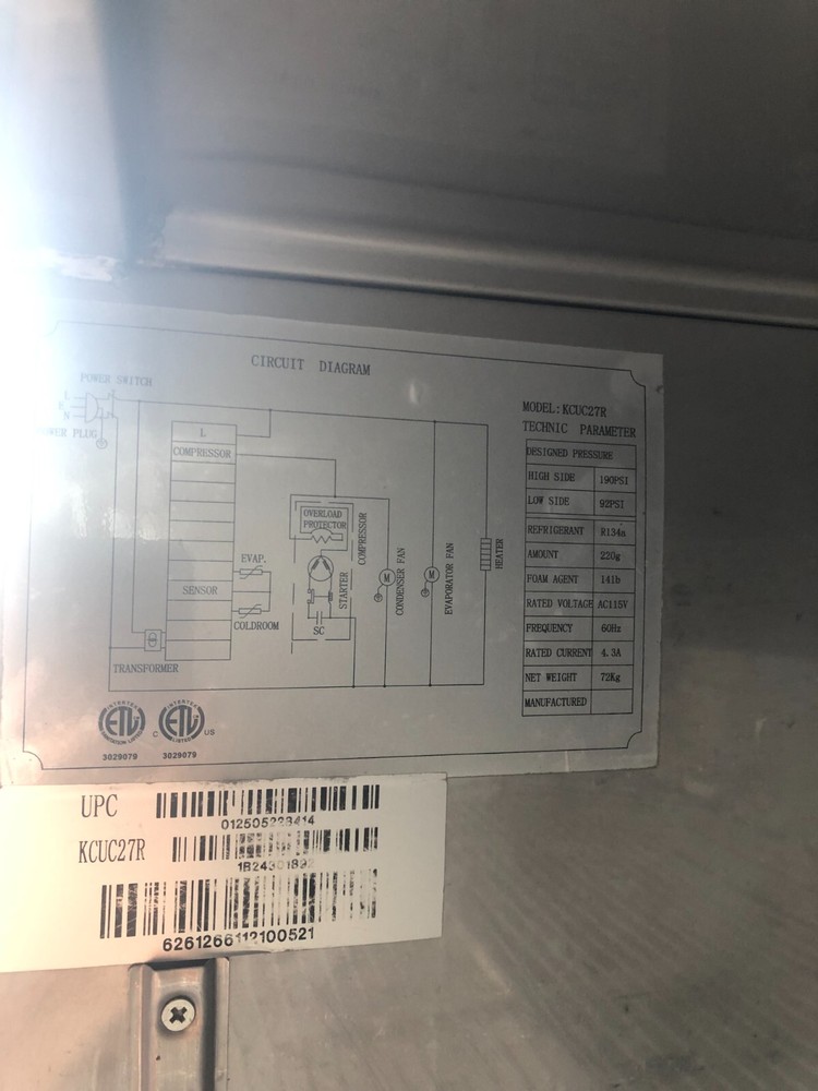 Kelvinator 1 section Undercounter Refrigerator