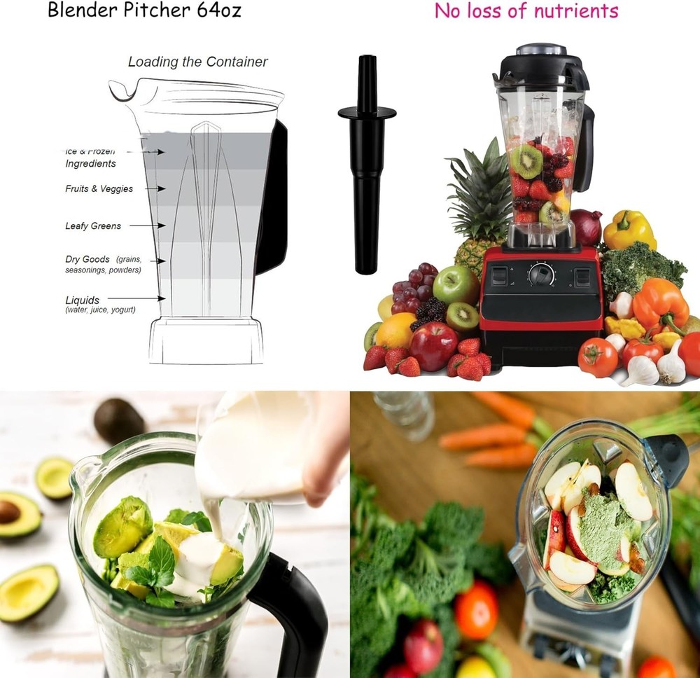 Upgraded 64oz Blender Container with Tamper - Durable, Safe & Versatile!