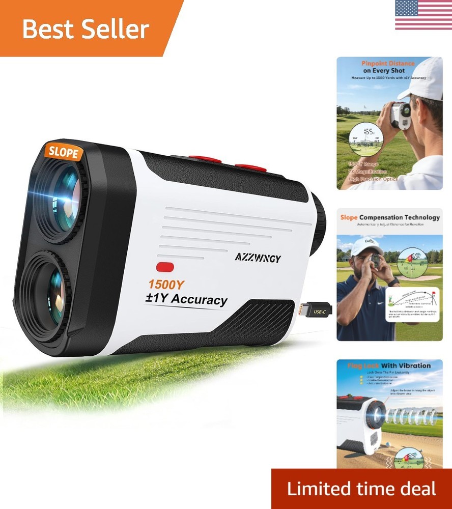 Compact USB-C Rechargeable Golf Rangefinder - 1500 Yards with 7X Magnification