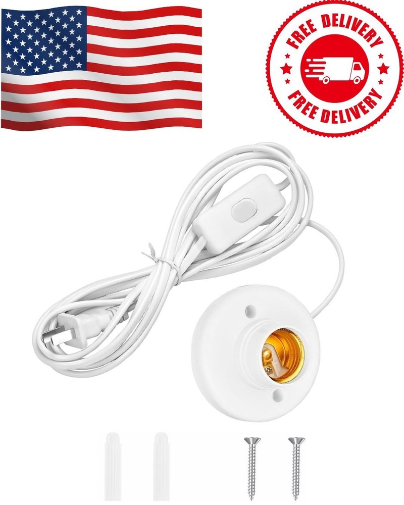 15FT Light Bulb Base with Cord E26/E27 Light Socket with On/Off Switch, 110V-250
