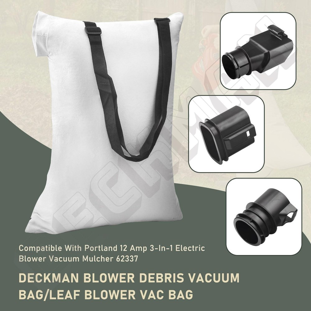 DECKMAN Blower Debris Vacuum Bag/Leaf Vac Bag Compatible with WHITE