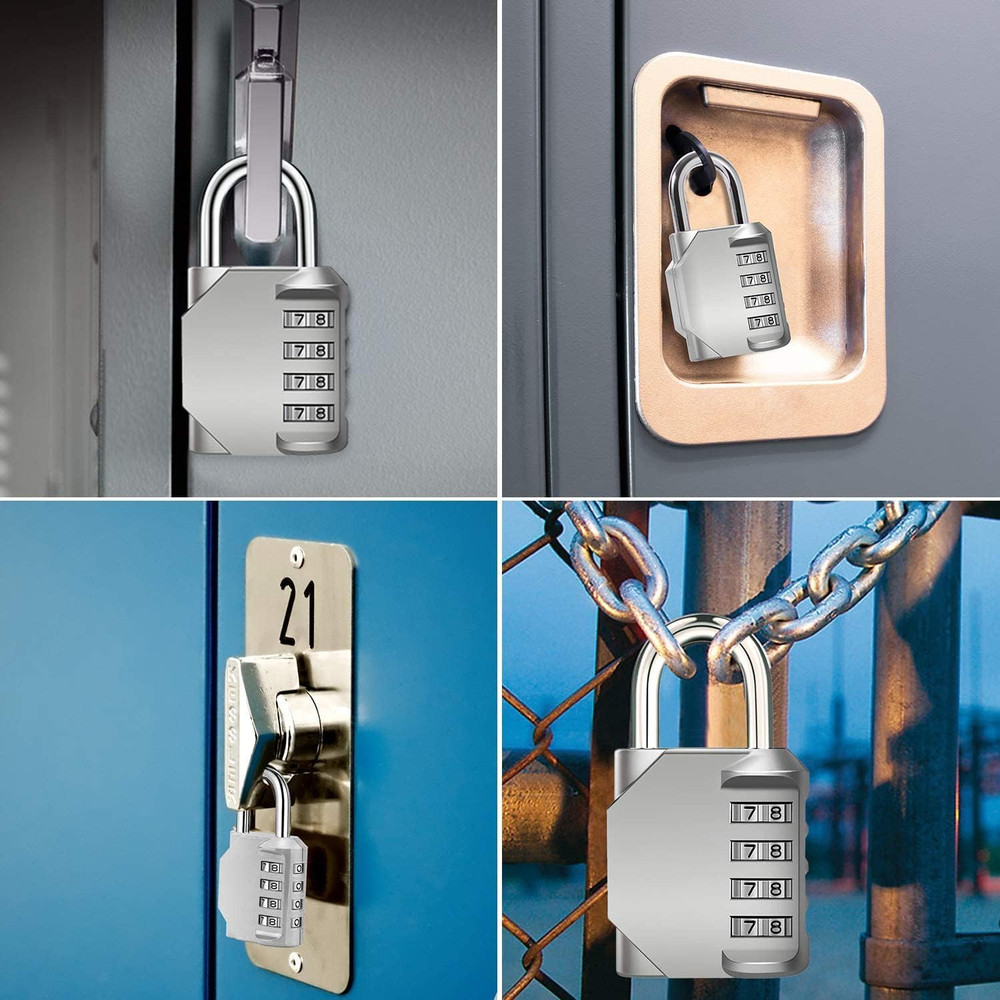 Combo Lock for Lockers, 4 Digit Combination Padlock, 2 Pack Pad Locks with Code