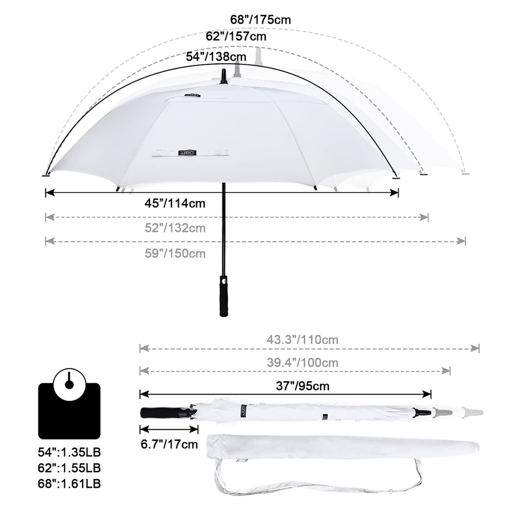 Golf Umbrella 68 Inch Automatic Open Double White Canopy Wedding Auto Pro