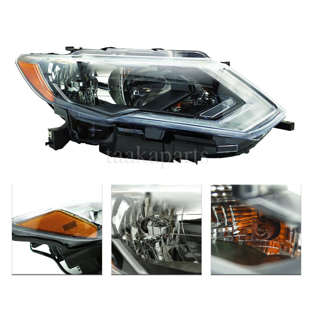 Halogen Headlight For 2017-2019 Nissan Rogue W/LED DRL Left+Right Headlamp Pair
