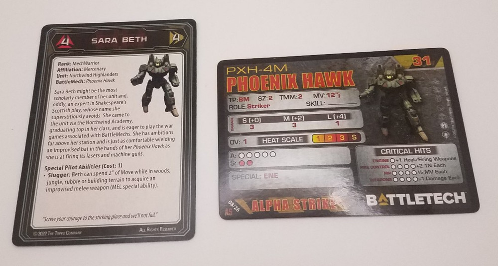 Battletech Alpha Strike - Phoenix Hawk *Mech & Cards*