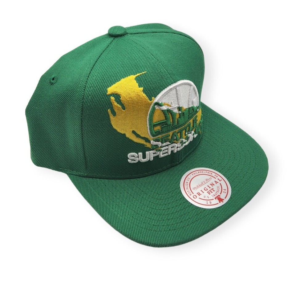 Mitchell & Ness Seattle Supersonics Paint By Number Green Adjustable Snapback