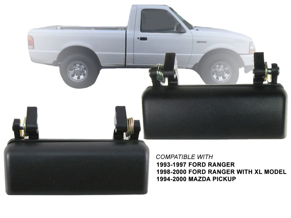 Black Outer Door Handle fits 1993 - 2000 Ford Ranger Front Pair Passenger Driver