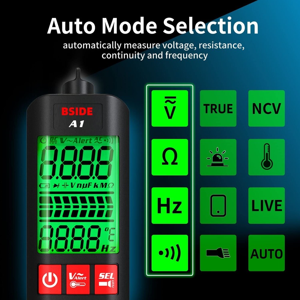 BSIDE A1 Voltage Tester Pen Multimeter 3-Results Breakpoint Electronic NEW