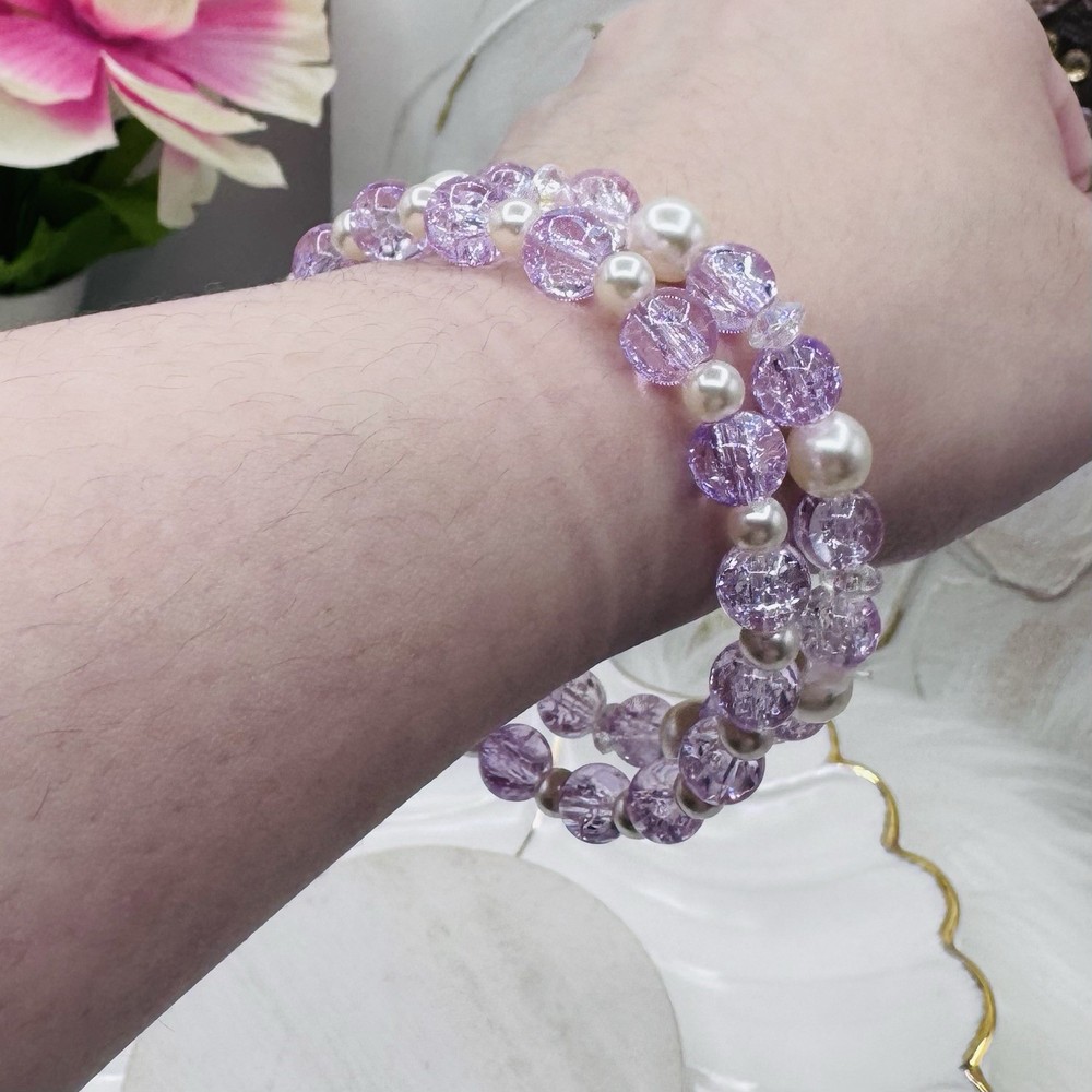 Lilac Gradient Glass Beaded Bracelet Style