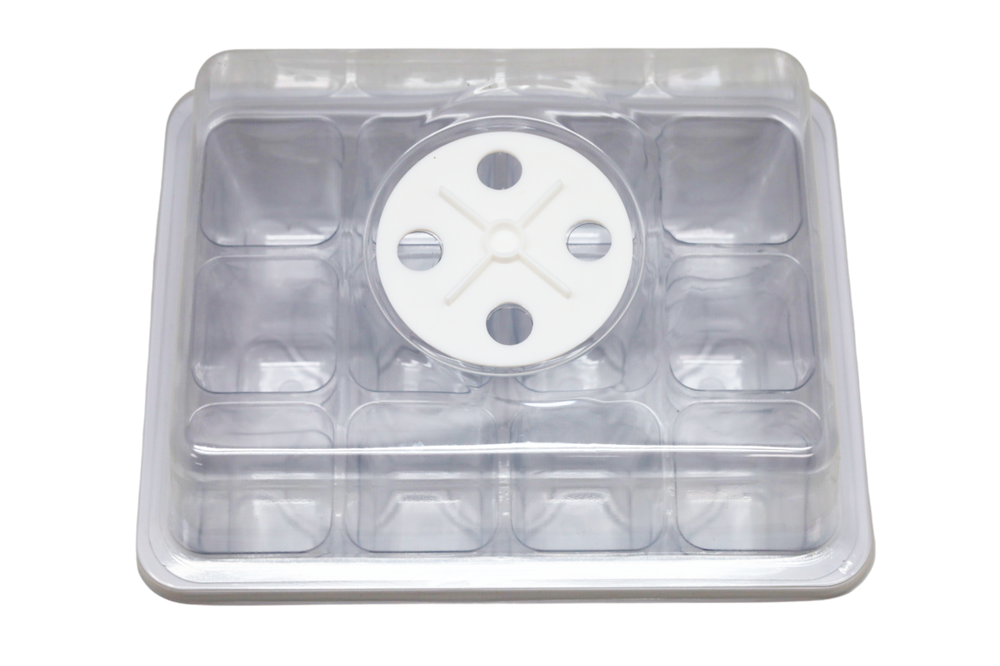 12 Pack x 12 Cells Seedling White Starter Trays w/ Humidity Adjustable Dome