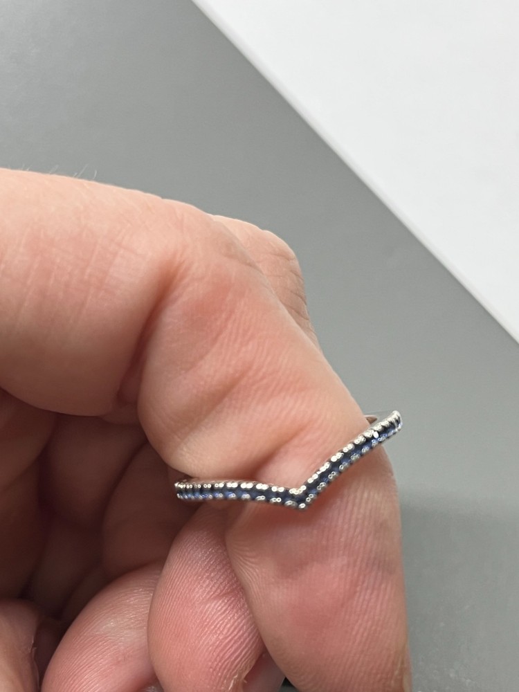 AUTHENTIC Pandora Sparkling Blue Ring Timeless Wishbone size 7.5