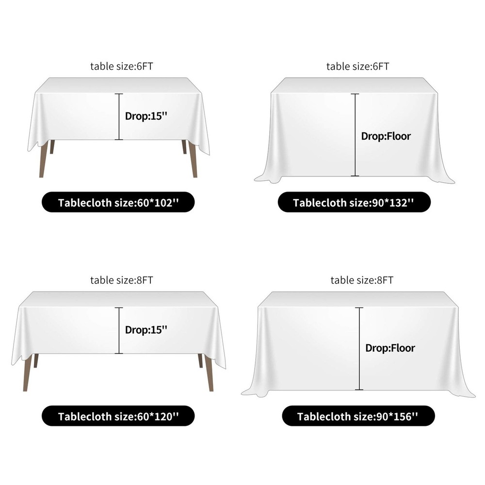 60x102" Navy Rectangular Tablecloth 2-Pack Polyester for 6-Foot Table