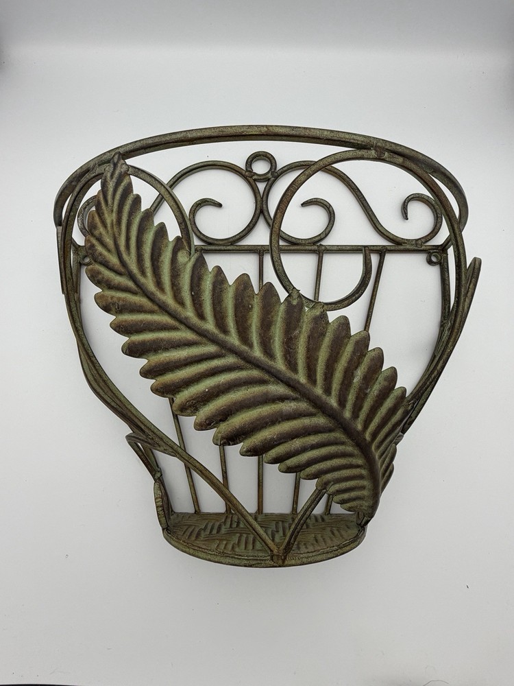 Green Metal Scroll Leaf Planters, Towel Holder