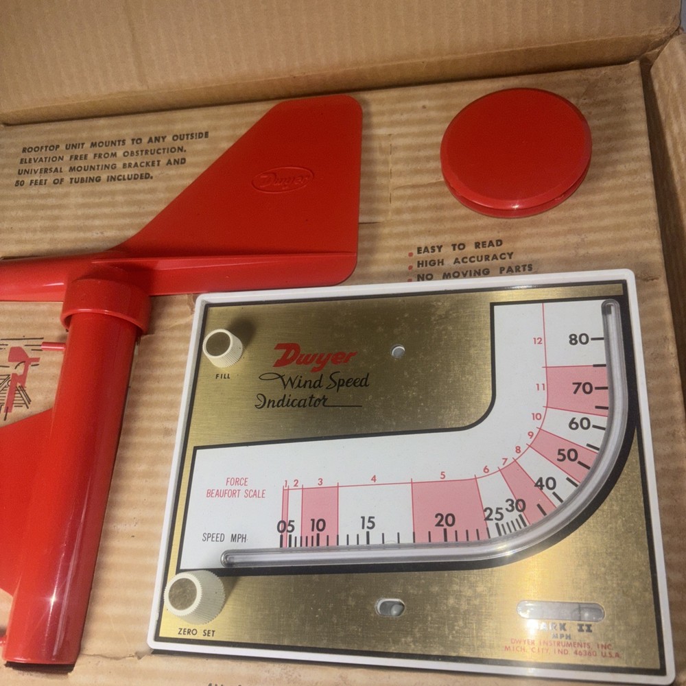 Vintage Dwyer Mark II Wind Speed Indicator New Open Box