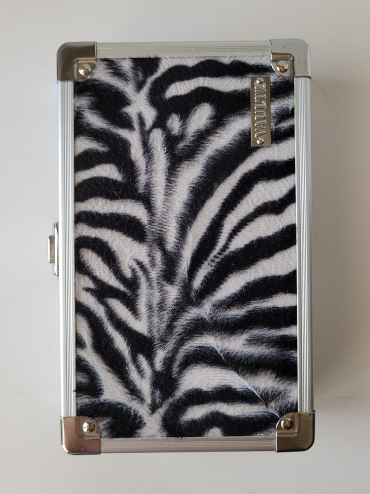Zebra Print Silver Lock Box with Key