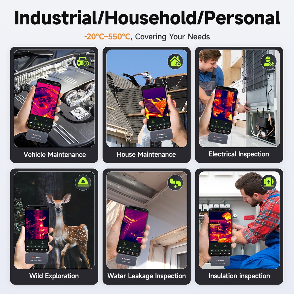 FOXWELL RT100 Thermal Camera for Android USB Type C 256x192 IR High Resolution