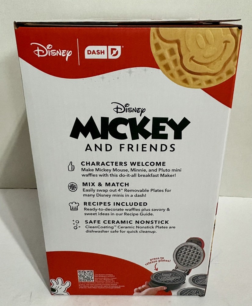 Disney Dash Mini Waffle Maker Multimaker with 4 Additional Character Plates NIB