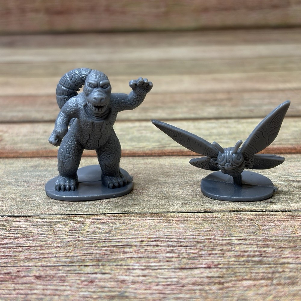 Mini Godzilla & Mini Mothra Plastic 2” Figures D&D Gojira Dark Gray