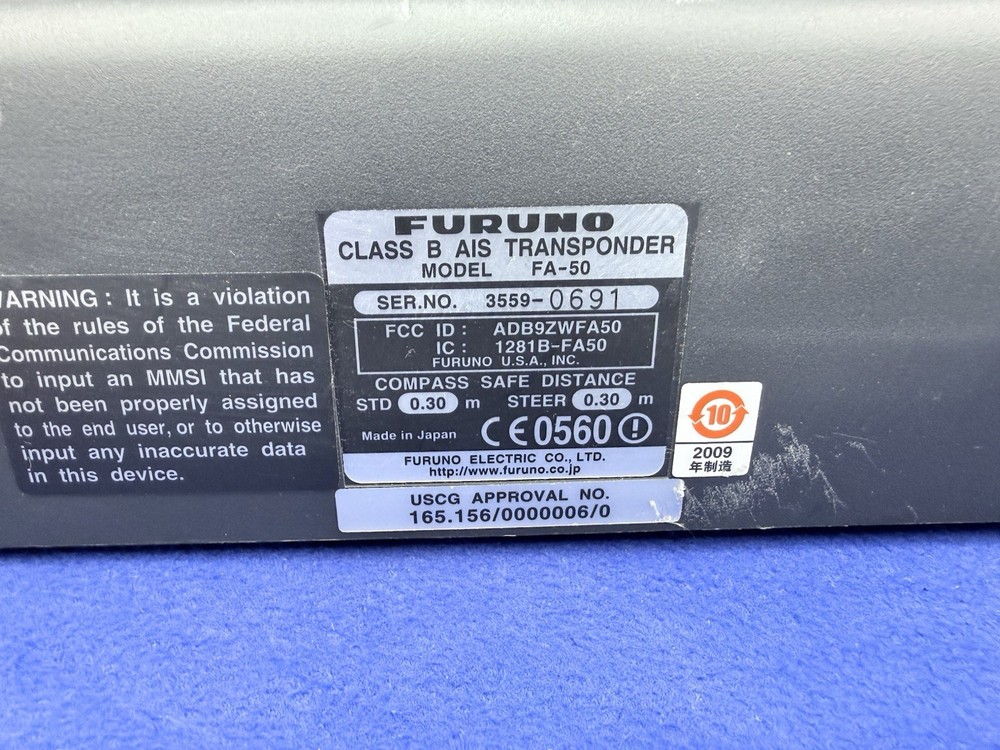 Furuno FA-50 Class B AIS Transceiver Module- Clear MMSI, Latest Software Updated