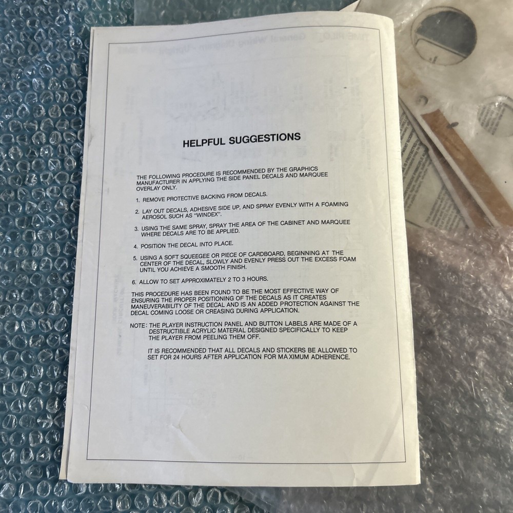 Original Time Pilot Kit Centuri arcade video game manual