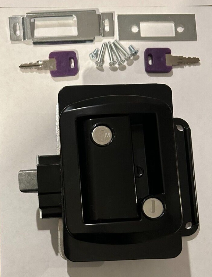 Taller Black RV Entry Door Lock Handle Deadbolt Keys  44610-09 FIC 43610-06