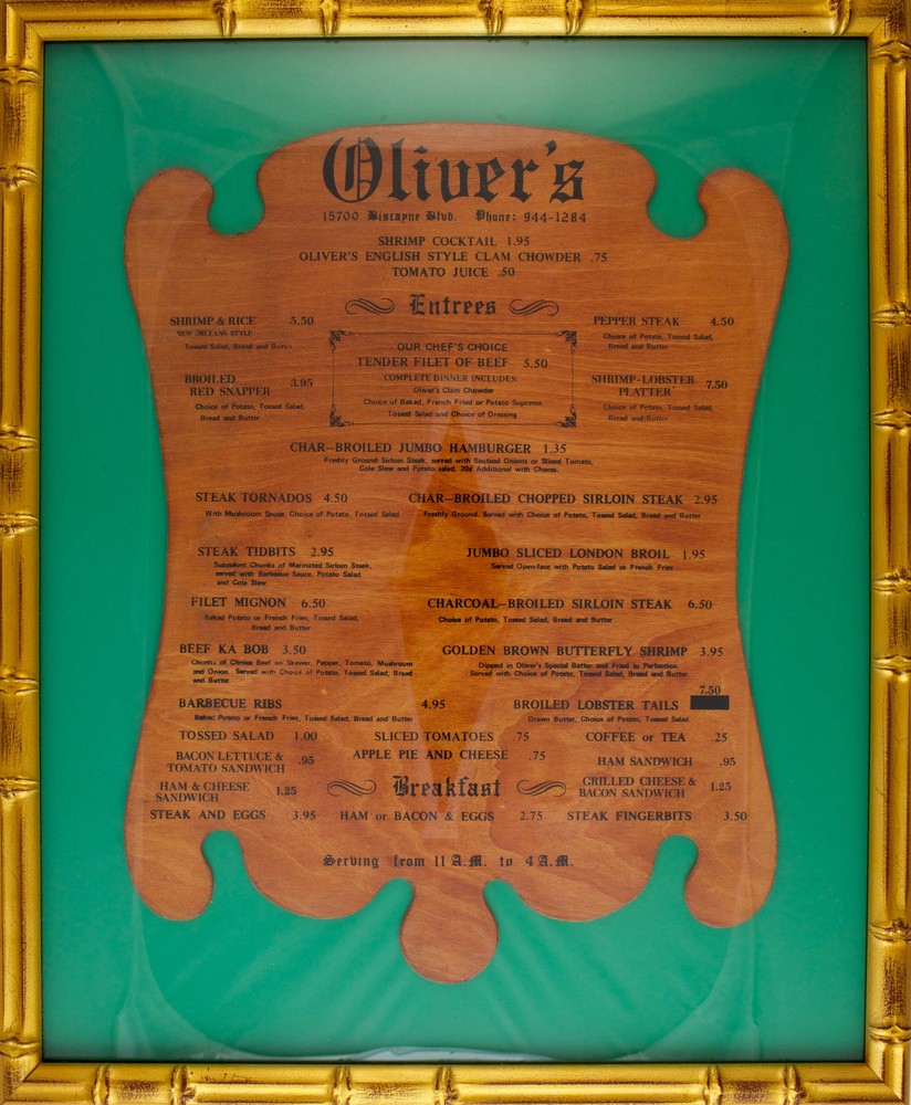 Oliver's Miami Beach Menu Board