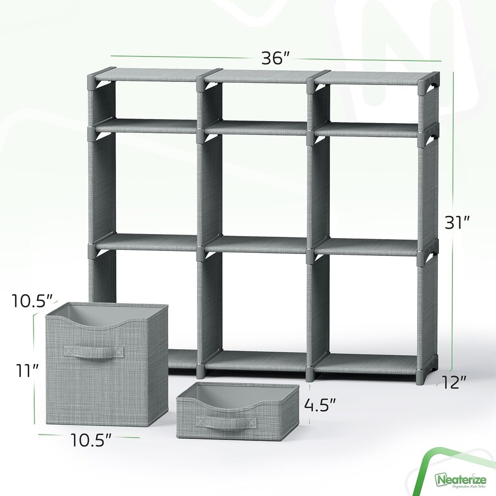 Cube Storage Organizer W/ Storage Bins 9 Cubes