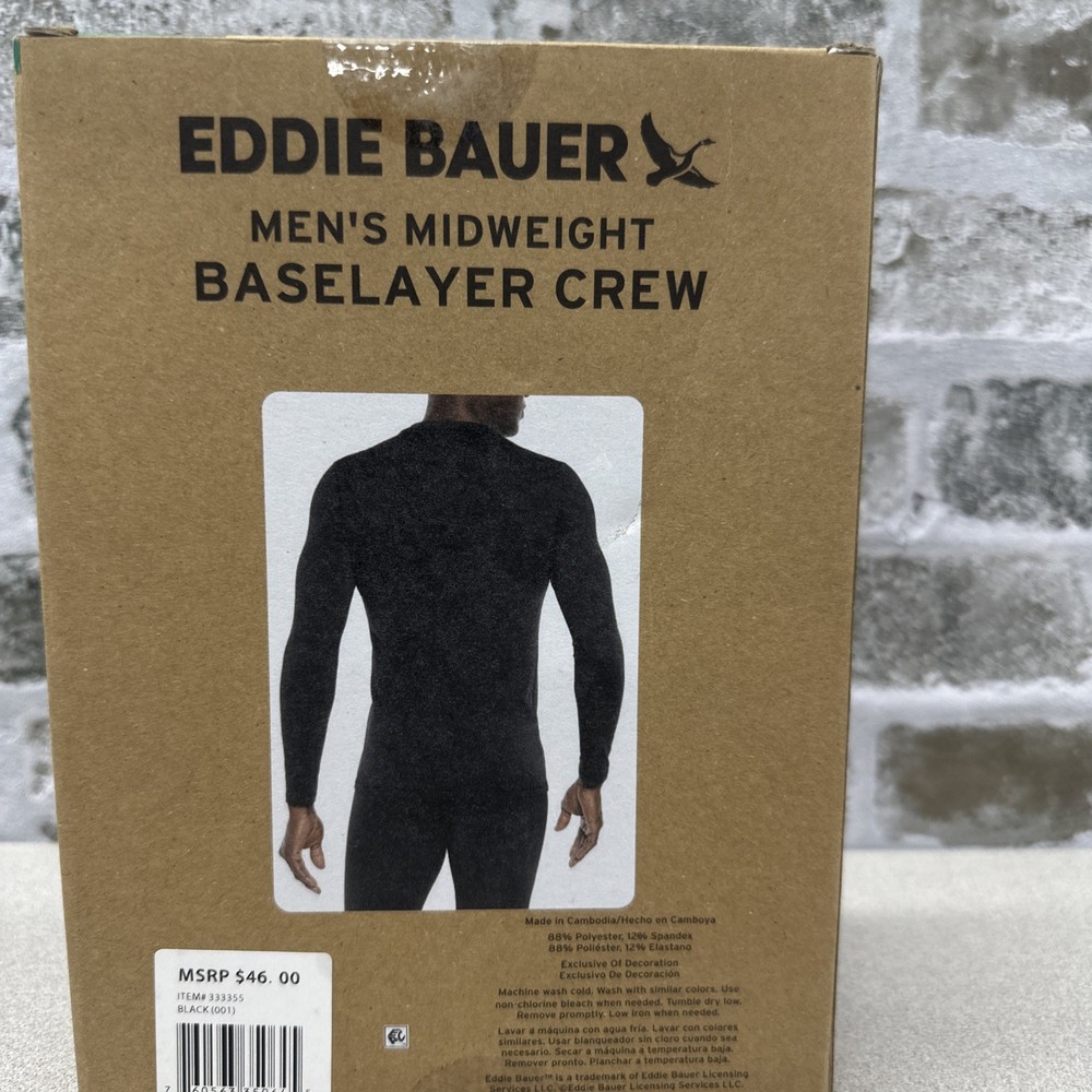 Eddie Bauer Mens Midweight Baselayer Crew Size Large