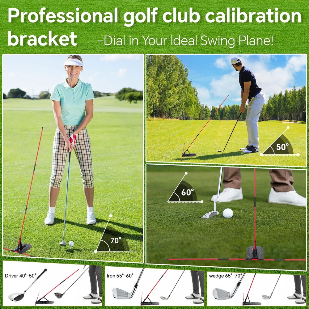Golf Alignment Sticks and Swing Trainer with Angle Holder for Aiming Putting ...