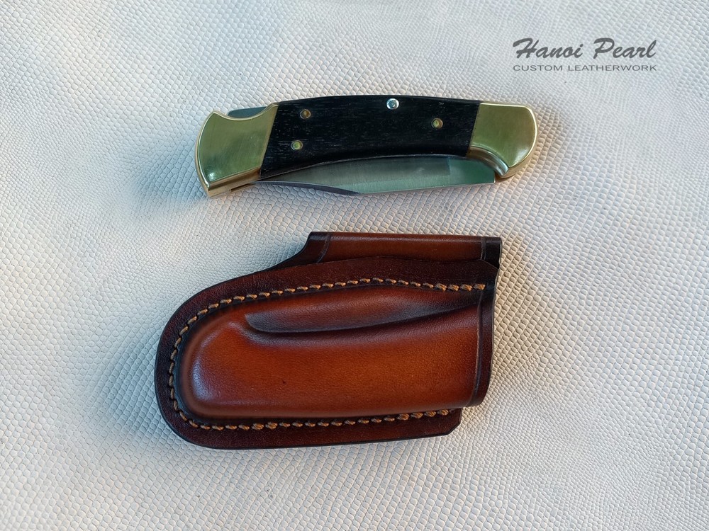 Buck 112 Custom Sheath | Strongside Horizontal Carry Leather Sheath