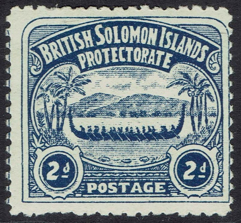 BRITISH SOLOMON ISLANDS 1907 LARGE CANOE 2D