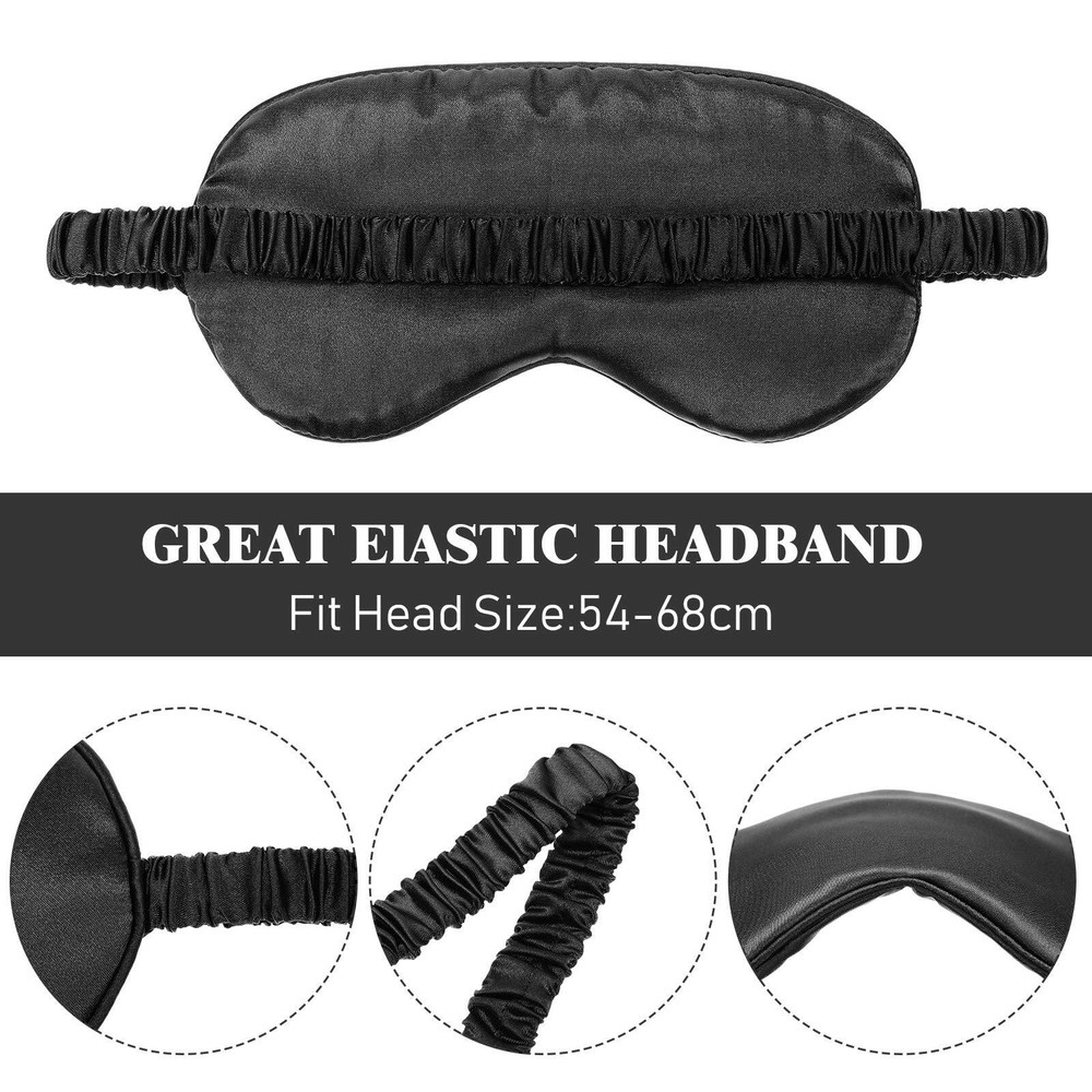 2 Pack Silk Satin Sleeping Mask Eye Blindfold with Elastic Strap for Travel