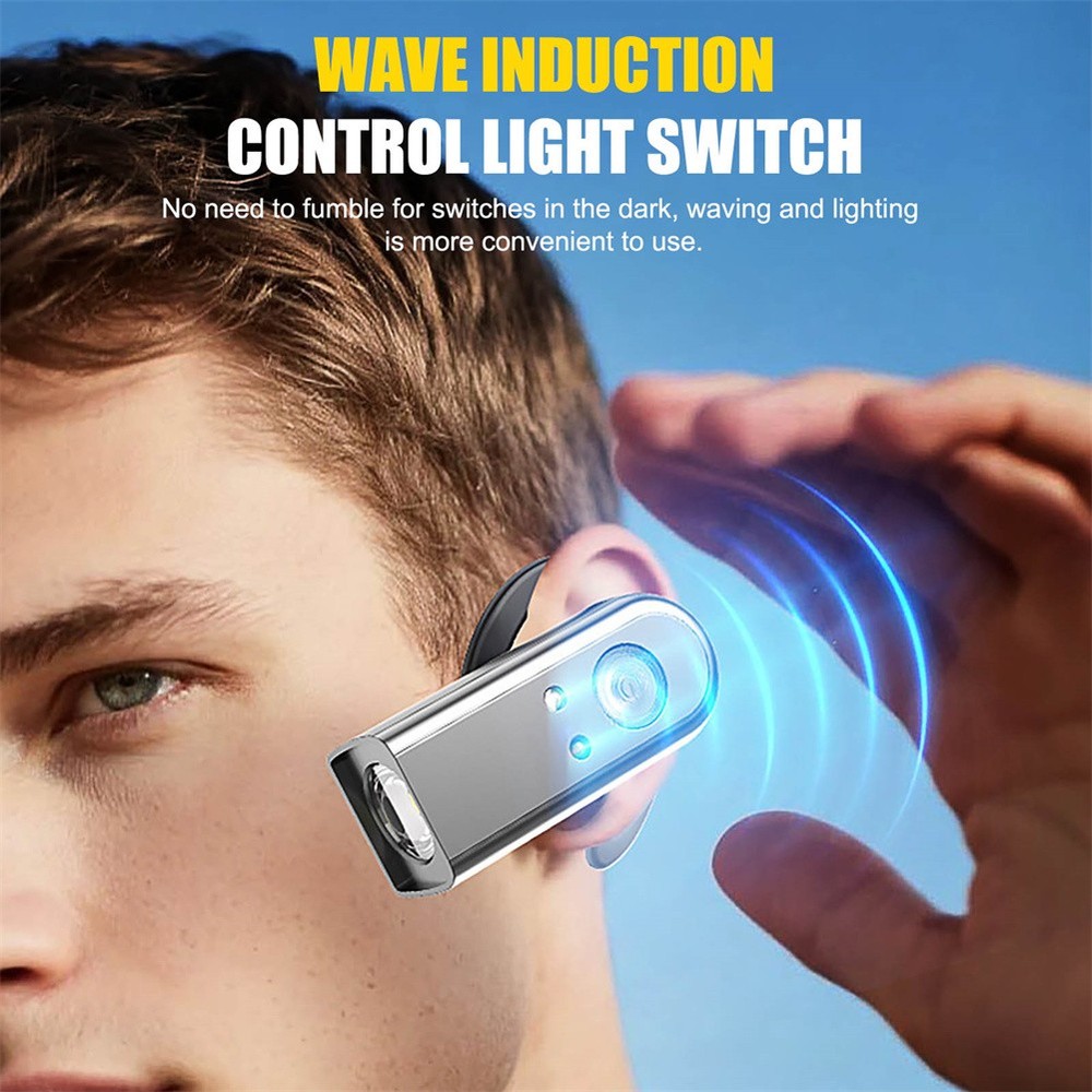 Ear-Mounted Headlamp Motion Sensor Super Bright Headlight for Camping Hiking