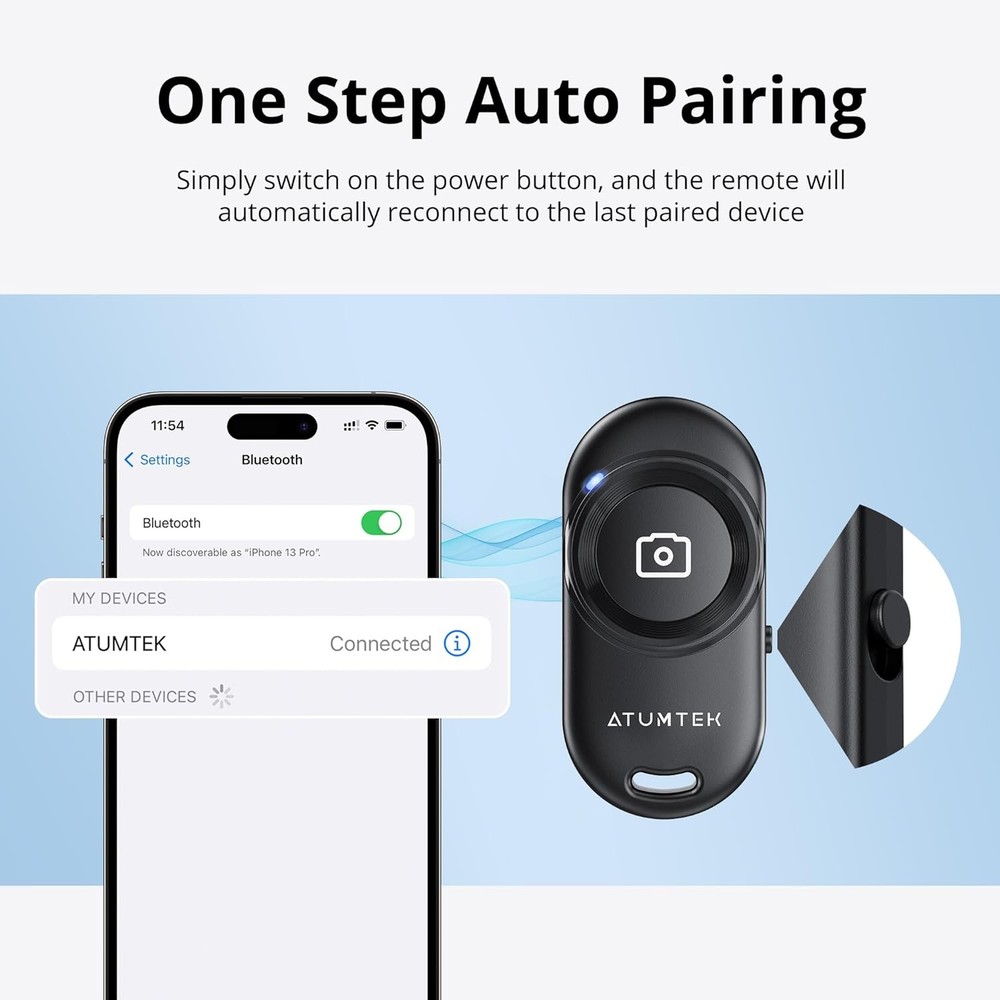 ATUMTEK Camera Remote Shutter for iPhone and Android Smartphones (2 Pack), Wirel
