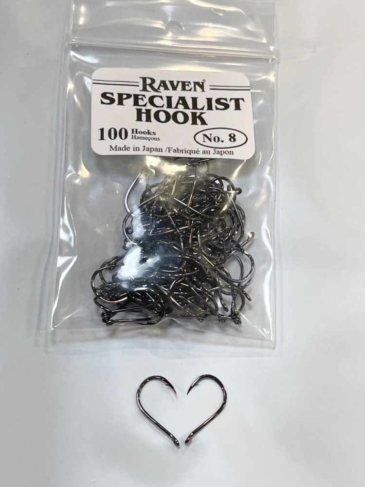 Raven Specialist Hooks Size #8, 100 Ct Pack