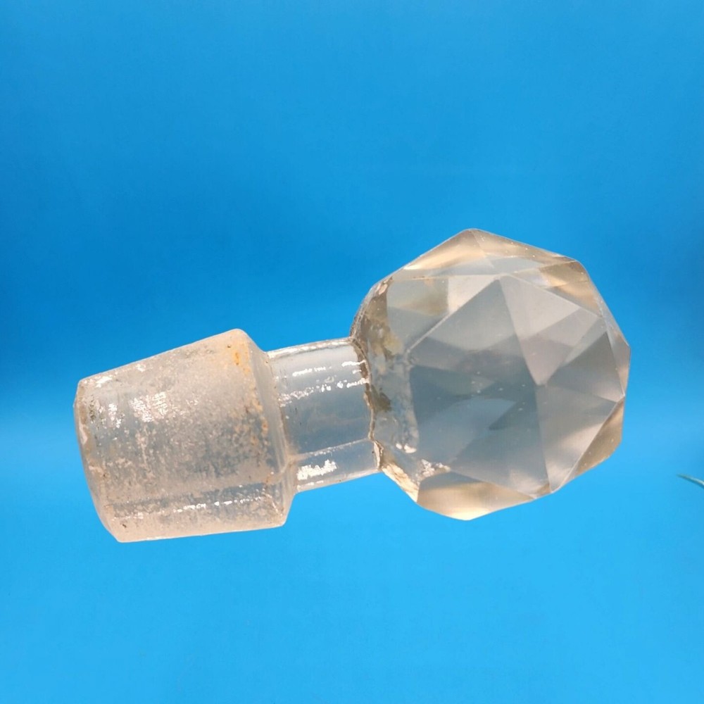 Starburst Pattern Iridescent Blue Perfume Bottle with Stopper Vanity