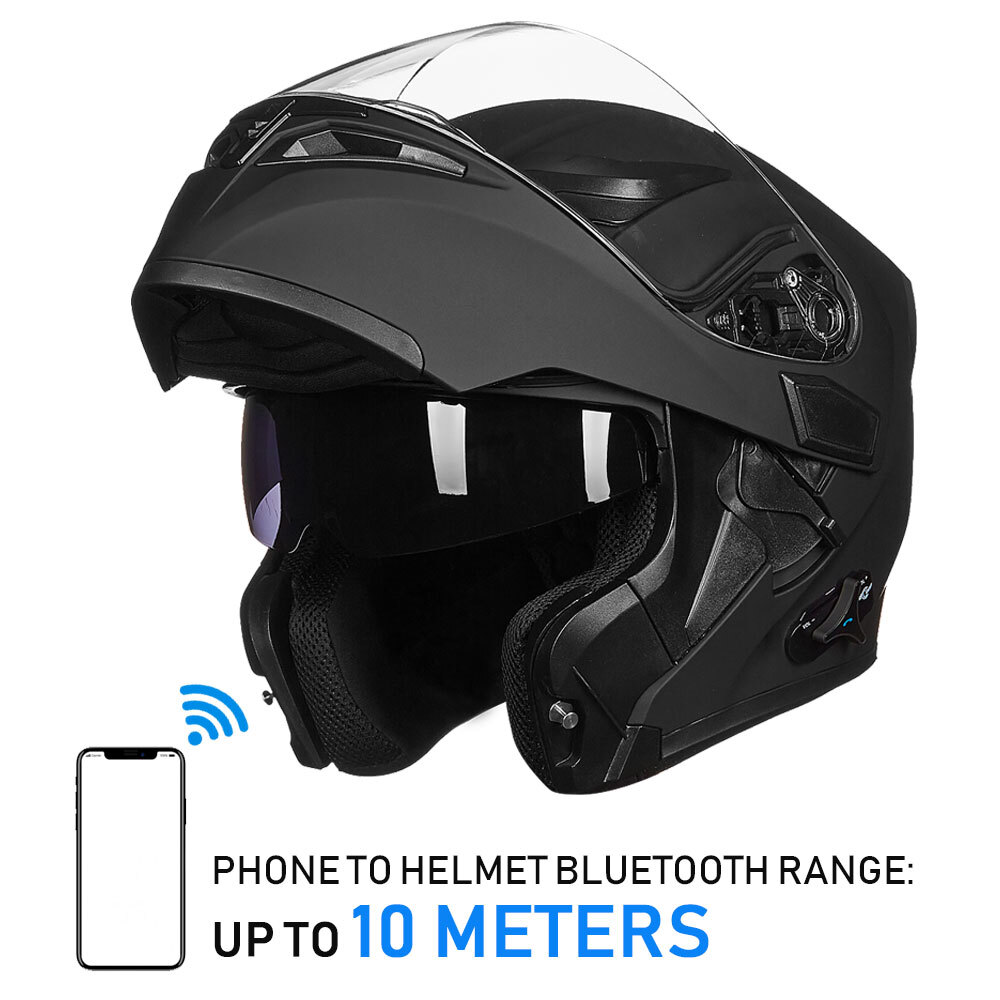 ILM Bluetooth Motorcycle Helmet Flip up Modular Dual Visor Intercom FM DOT 902BT