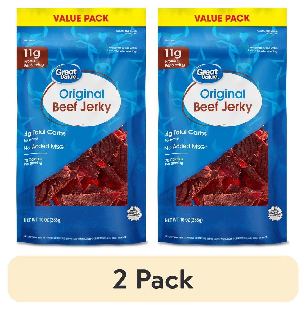 (2 pack) Great Value Original Beef Jerky Value Pack, 10 oz