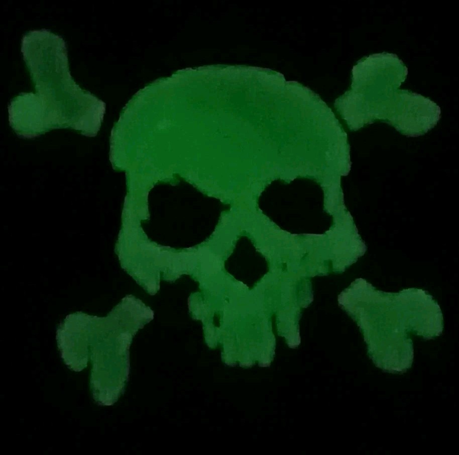 Glow in Dark Pirate Flag PVC Tactical Patch - Skull Crossbones Hook & Loop