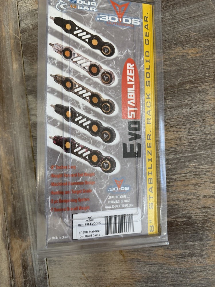 EVO 8” Bow Stabilizer Dirt Road Camo Rack Solid Gear 30-06 Outdoors NEW