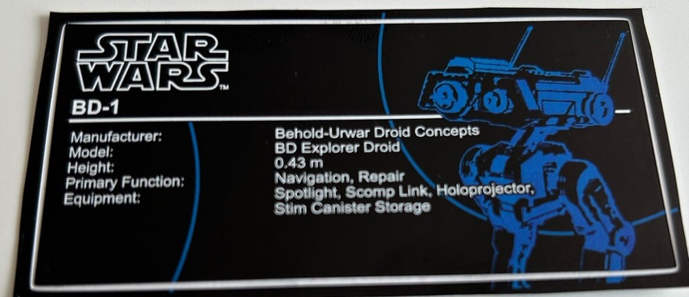 Lego Star Wars UCS Sticker for 75335 BD-1