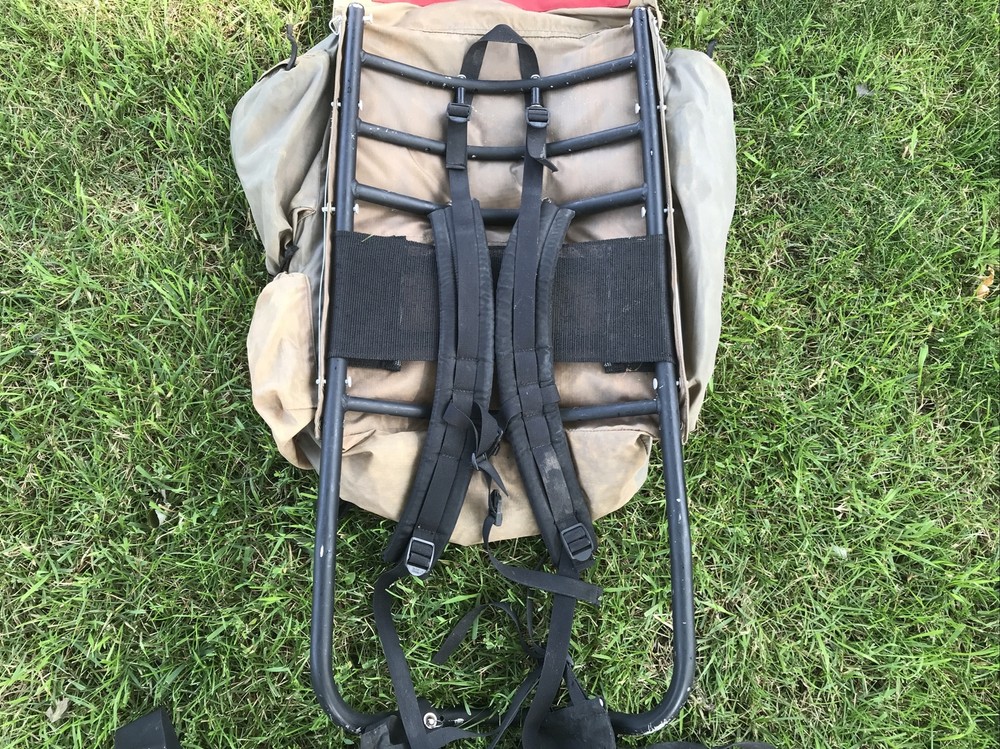 Vintage Kelty L Tan Red External Frame Backpack Hiking Large