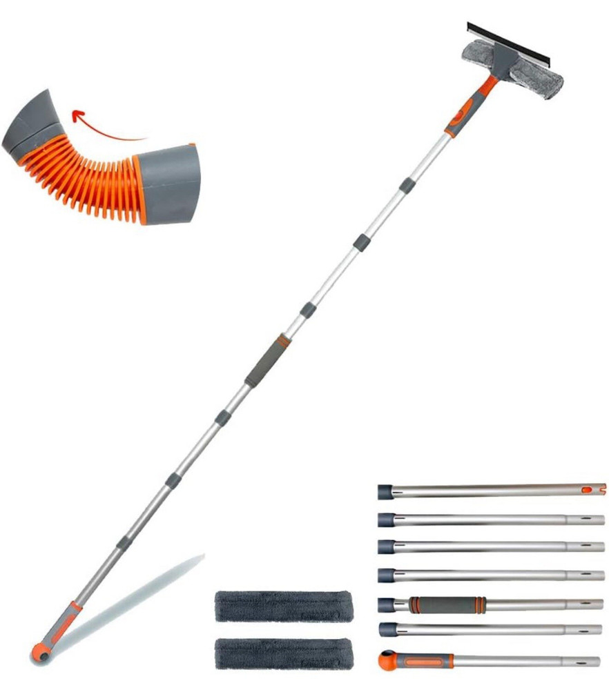 Window Squeegee Cleaner, 2 in 1 Shower Squeegee with Extension Pole