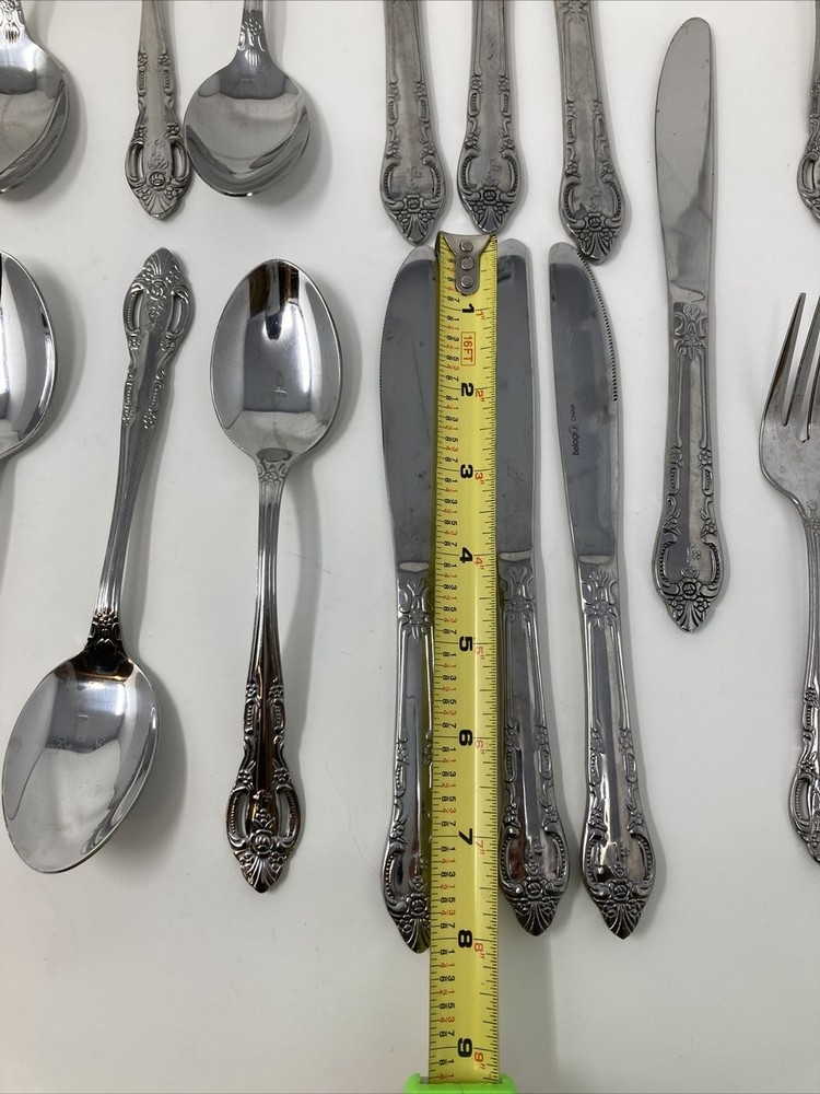 Belagio Stainless Baroque Ornate Pierced Floral Scroll Flatware Partial Set